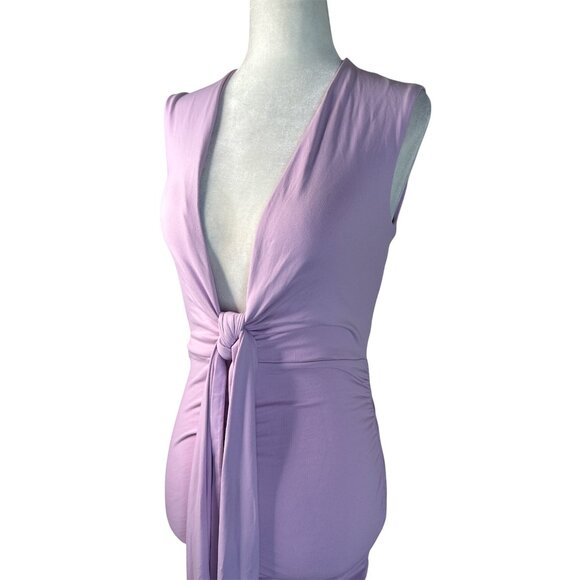 Susana Monaco Tie Front Gathered Dress in Pink Diamond X-Small New Womens Maxi - Picture 7 of 9